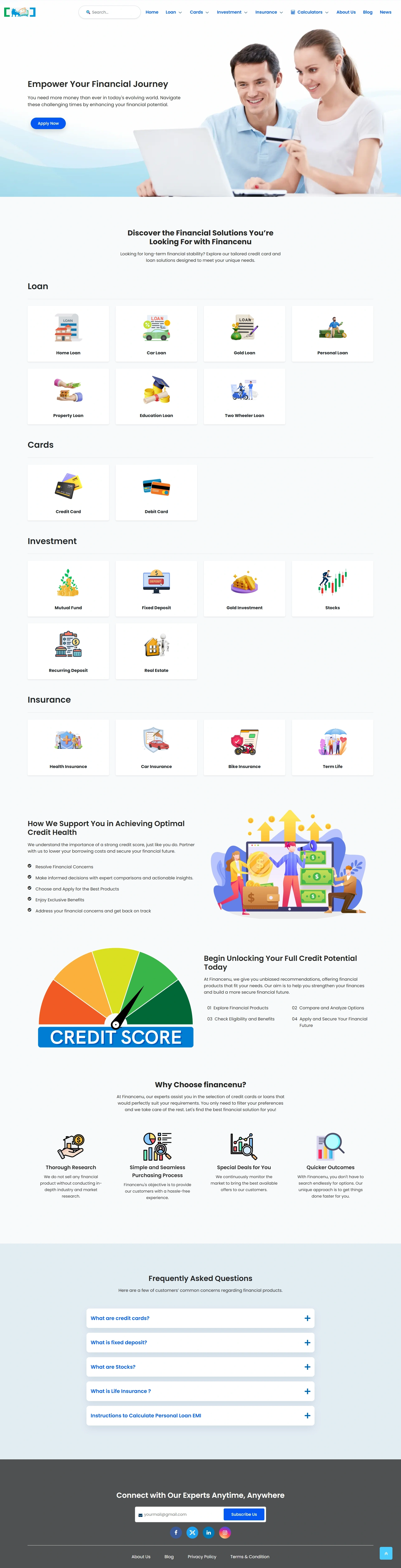 Full page screenshot preview of Financenu website