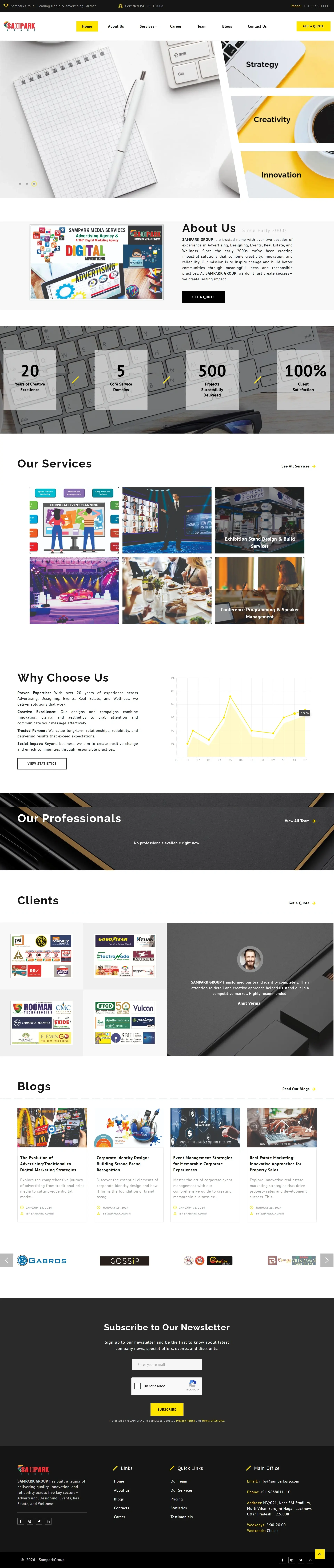 Full page screenshot preview of SAMPARK GROUP website
