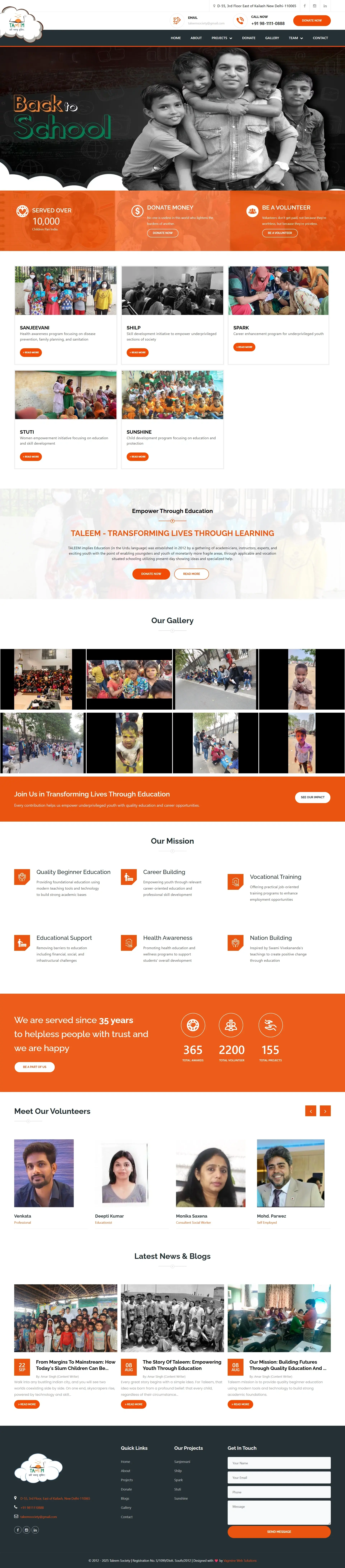 Full page screenshot preview of Taleem Society website